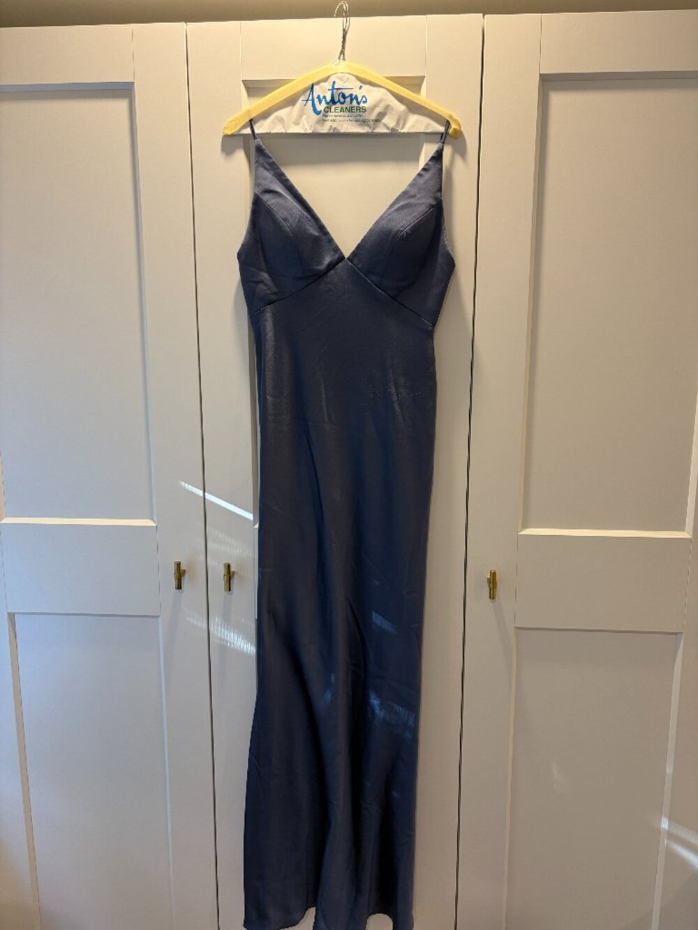 BHLDN V Neck Slate Blue Maxi Size 8